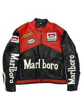 Men's Formula F1 Championship Raceway Marlboro Black and Red Real Leather Jacket - MNCLeather